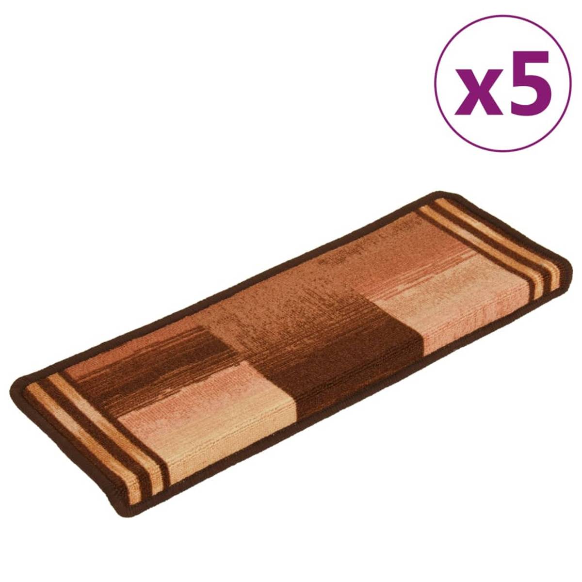 Selvklebende trappematter 5 stk 65x25 cm brun