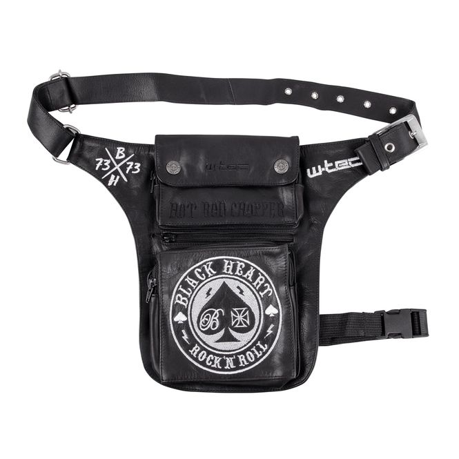 Hovedbilde W-TEC Skipestro MC-lårveske i skinn - Black Heart design