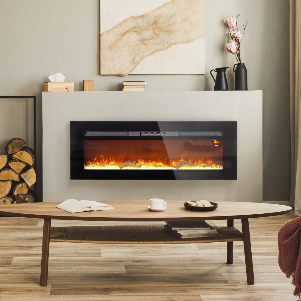 Veggmontert/innebygget elektrisk peis 1800W - 127x45 cm