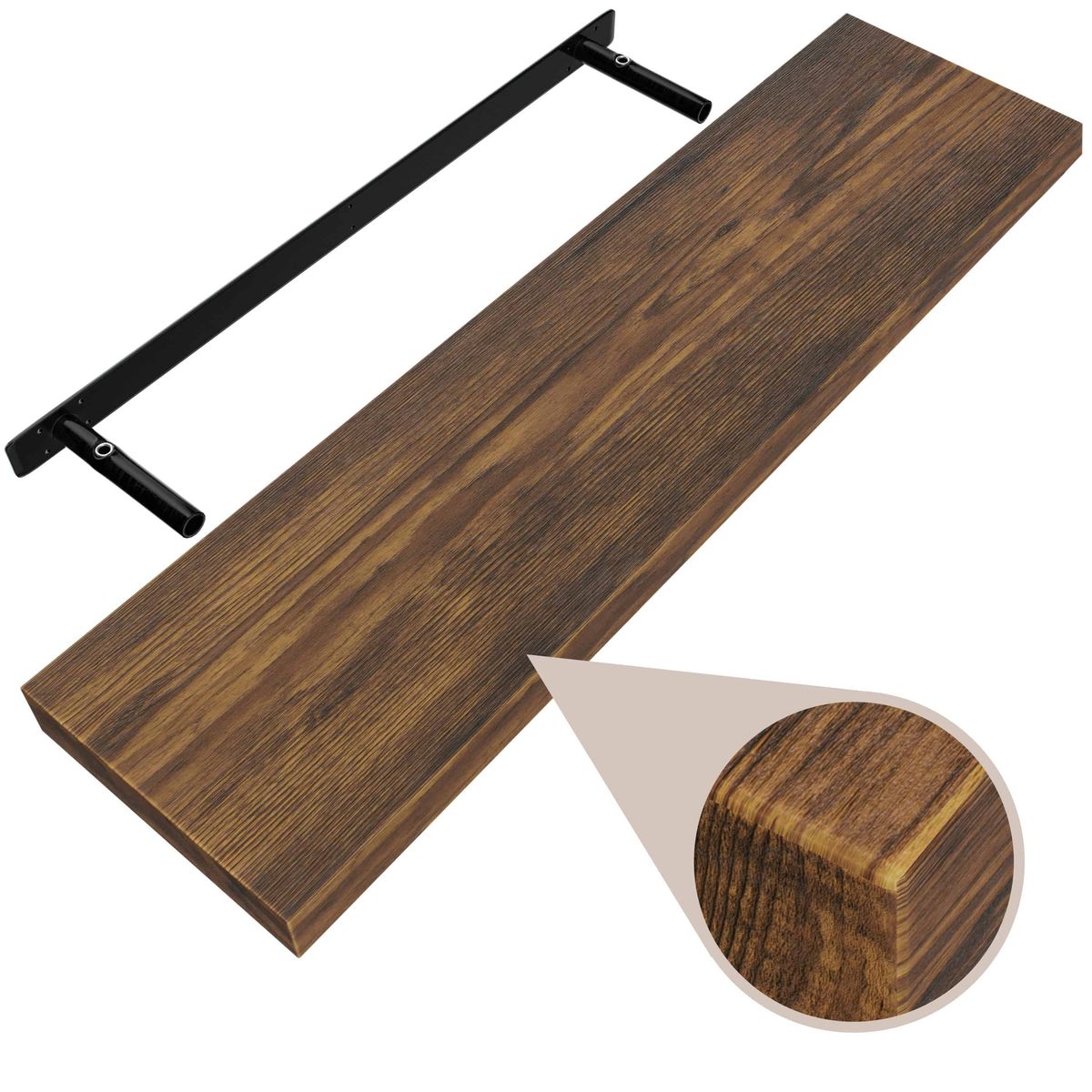 Vegghylle 90 cm - mørk eik