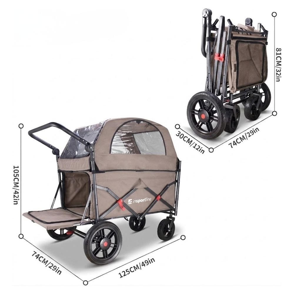 Sammenleggbar transportvogn for hund 120 kg – inSPORTline StrayPaws