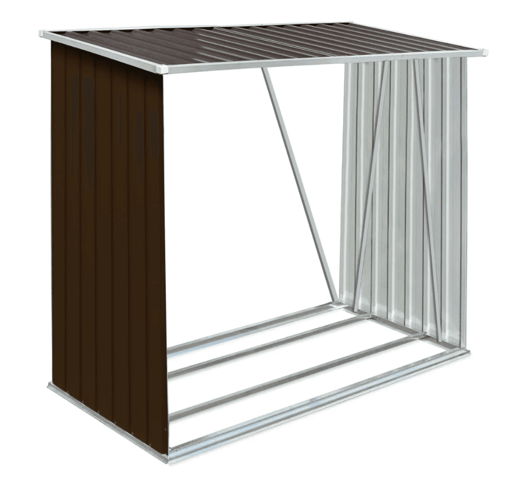 Vedskjul galvanisert stål 163x83x154 cm brun