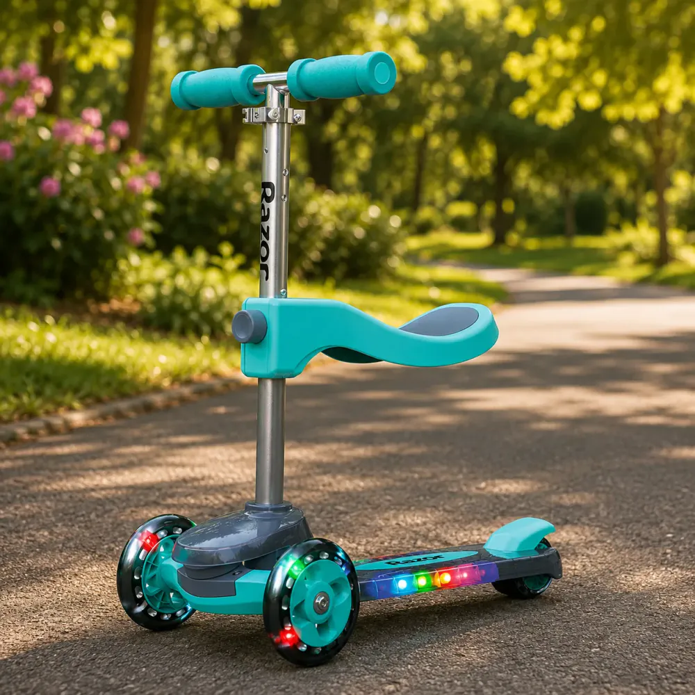 2-i-1 sparkesykkel med sete - Razor Rollie DLX Light