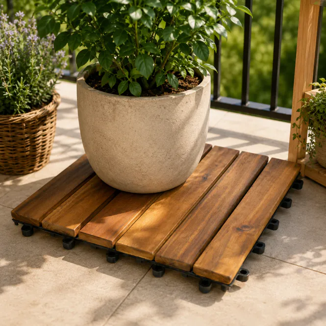 Hovedbilde Terrassebord Vertikalt Mønster 30 x 30 cm Akasie - Sett med ...