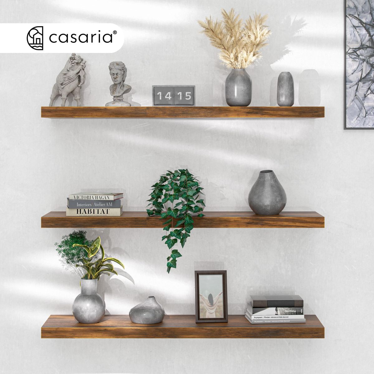 Vegghylle 90 cm - mørk eik