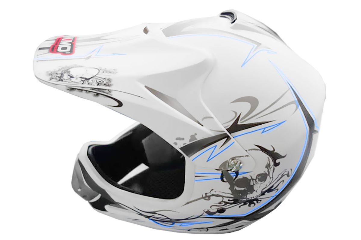 Kimo barnemotorsykkelhjelm hvit matt ECE R22-05