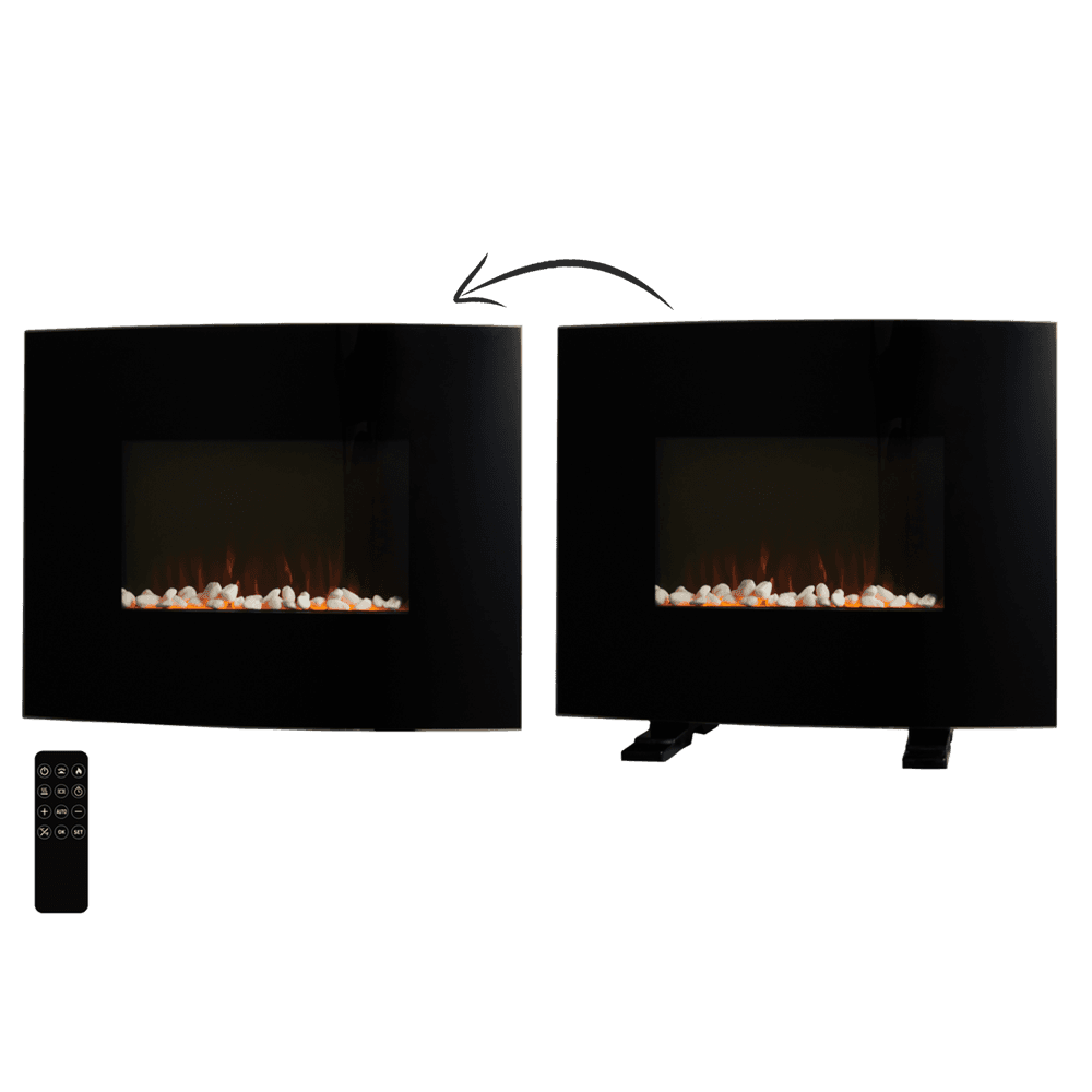 Elektrisk peis 1000/2000 W for vegg eller gulv – 61 cm