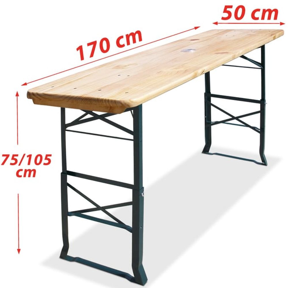 Ølbord 170x50x75-105cm høydejusterbart