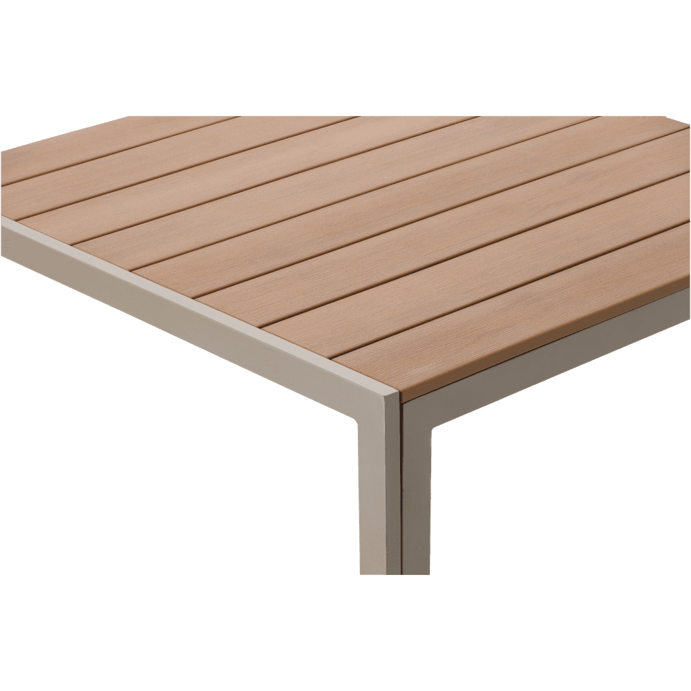 Hagebord i aluminium - 80x80x73 - beige tre-look