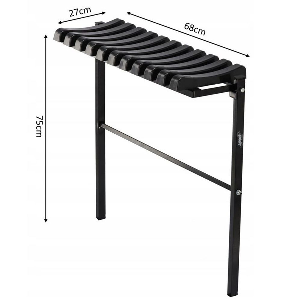 Sammenleggbar sittebenk i sort stål - 68 cm
