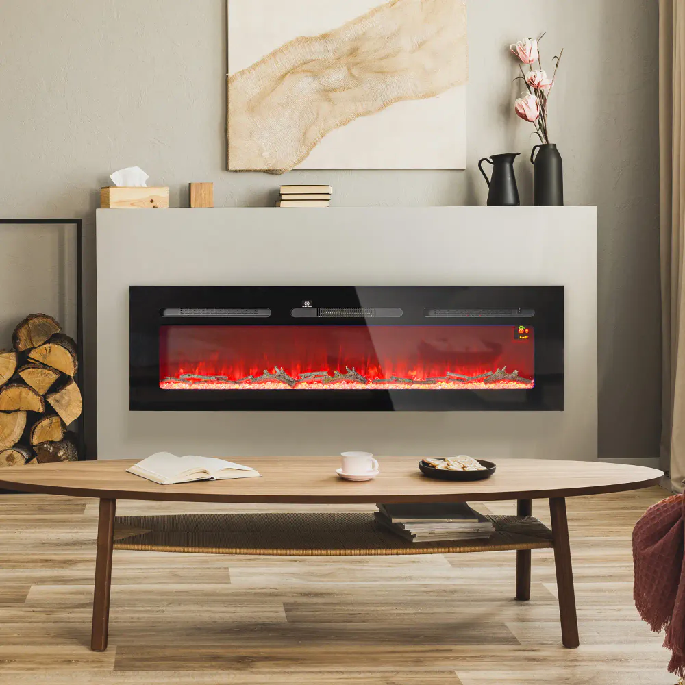 Veggmontert/innebygget elektrisk peis 1800W - 150x45 cm