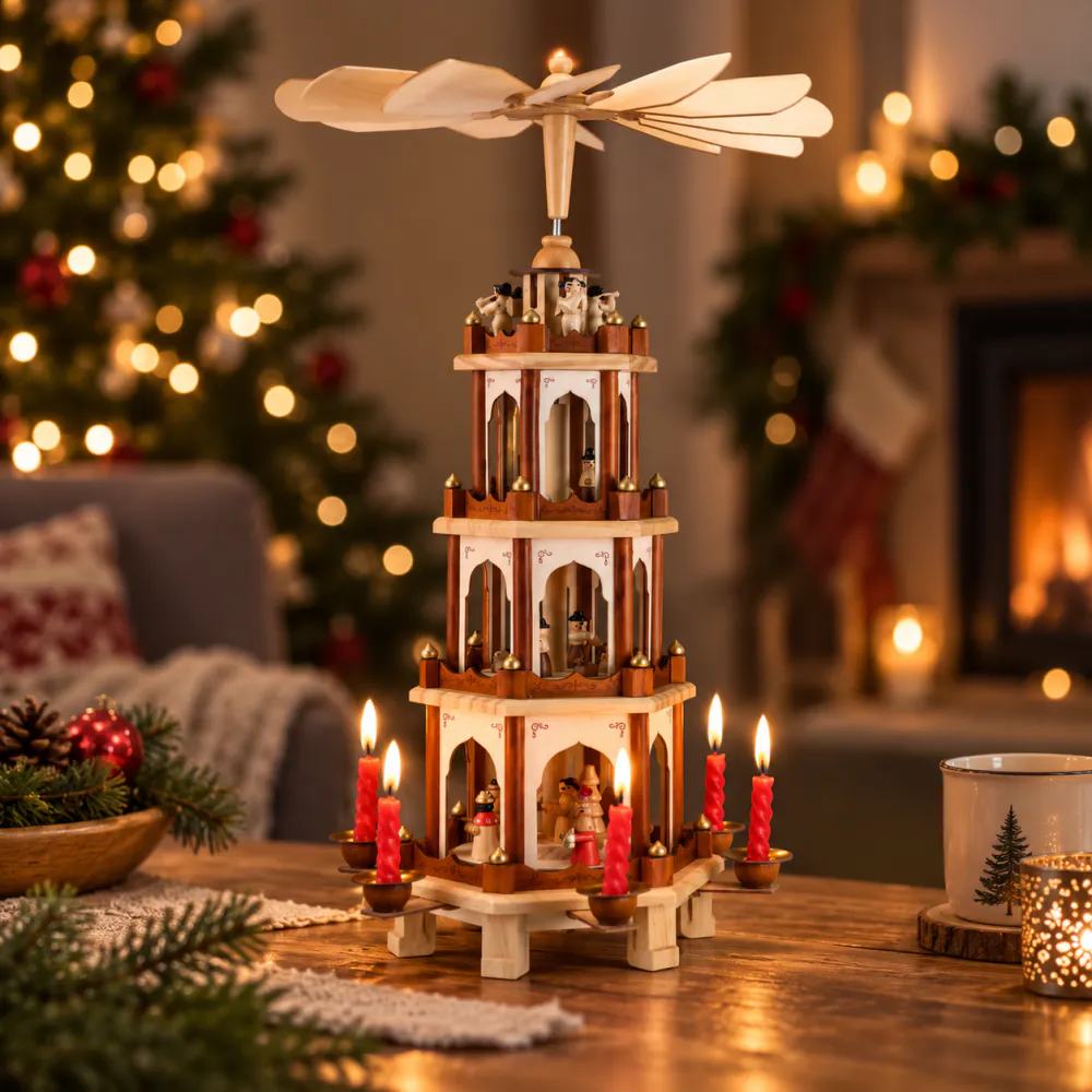XL julepyramide i tre med 4 etasjer - 60 cm