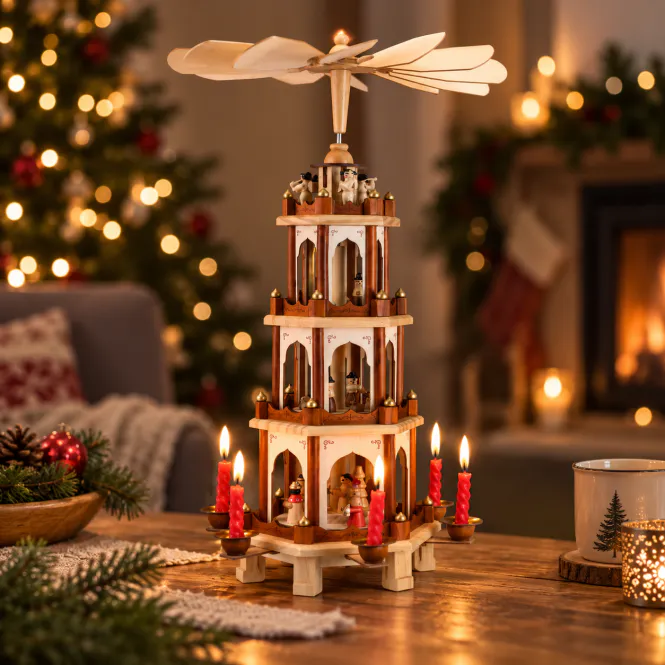 Hovedbilde XL julepyramide i tre med 4 etasjer - 60 cm