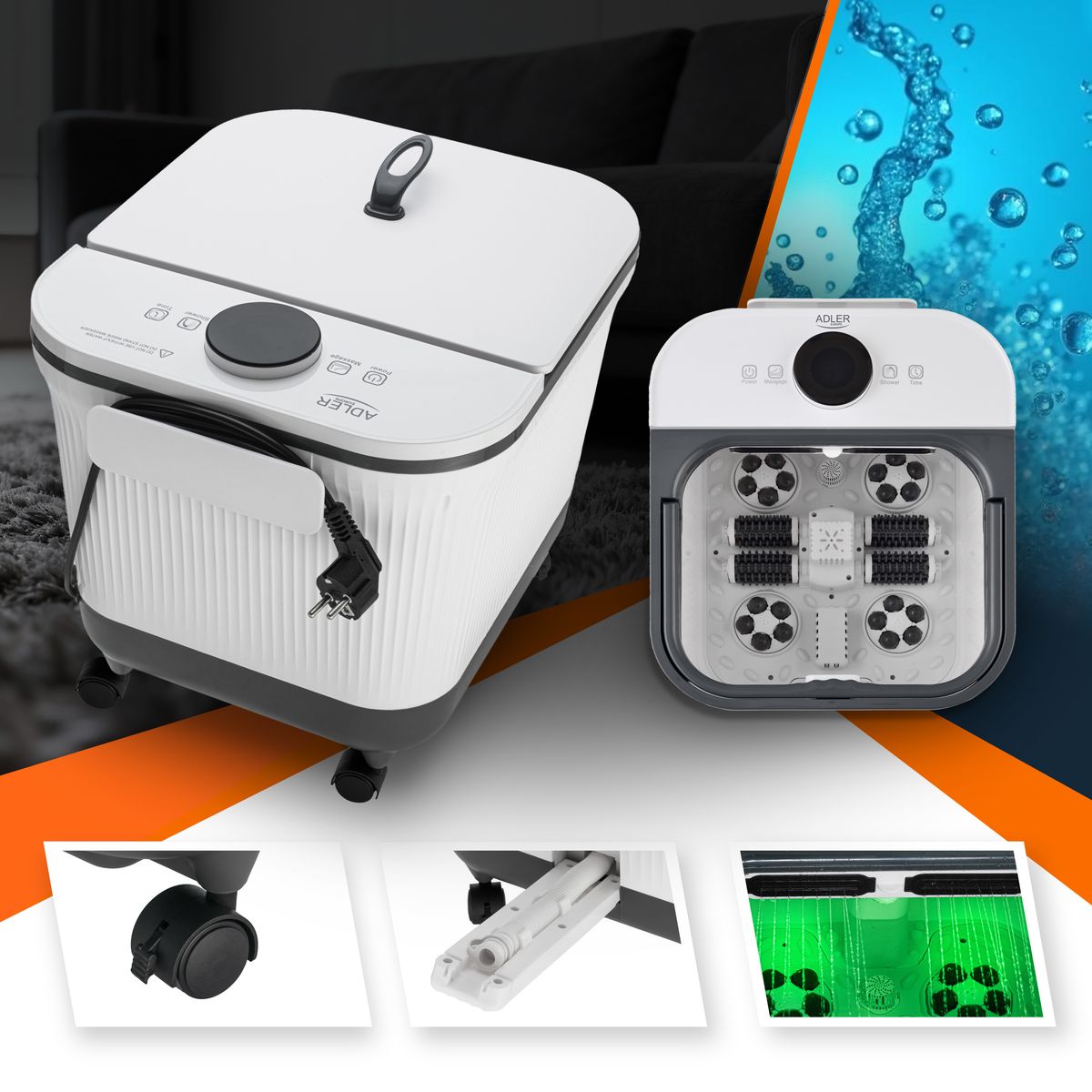 Adler deluxe fotspa med varme og massasje