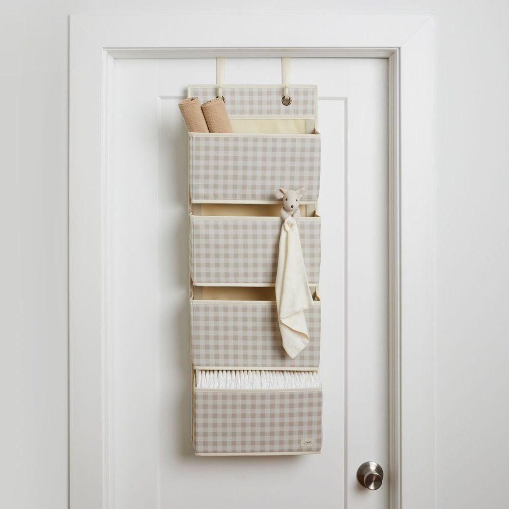 Dørhylle med kurver - Gingham beige