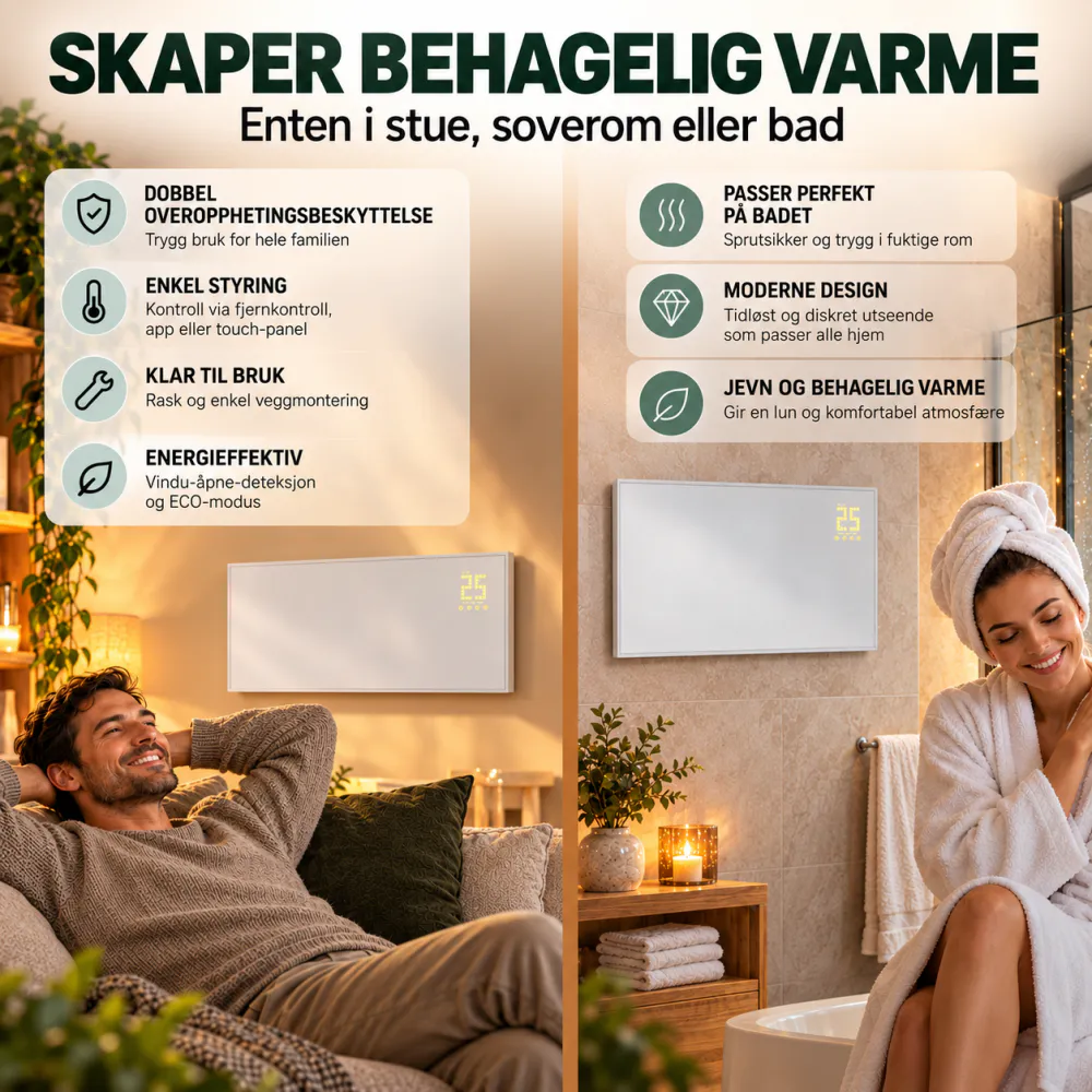 Infrarødt varmepanel HP140 med appstyring – Heidenfeld