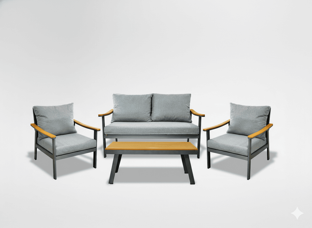 Hagemøbelsett i aluminium og polywood