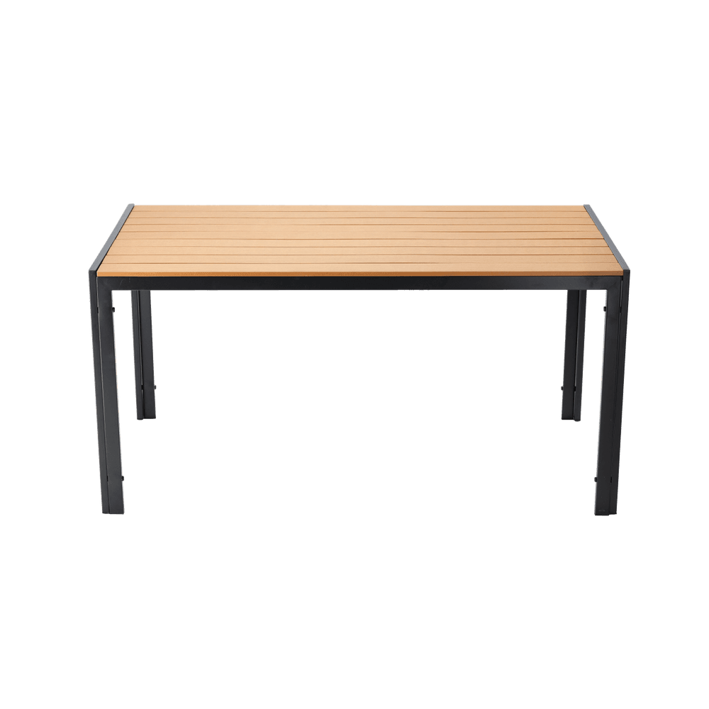 Stålbord til hage med polywood bordplate 150 × 90 × 73 cm svart