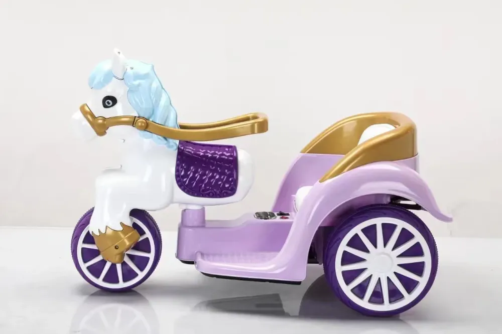 Elektrisk trehjuling for barn 12 V med 2 motorer – rosa eller lilla