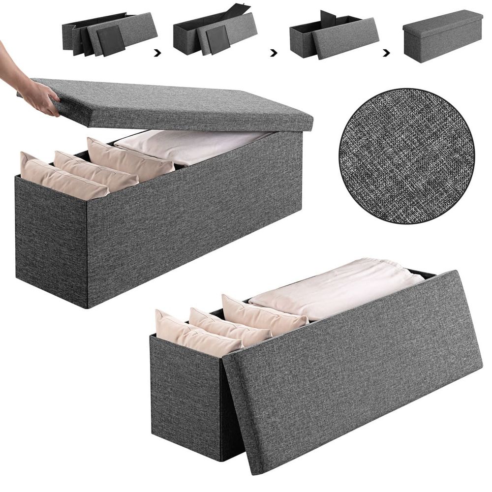 Benk 115x38x38cm oppbevaring - mørkegrå