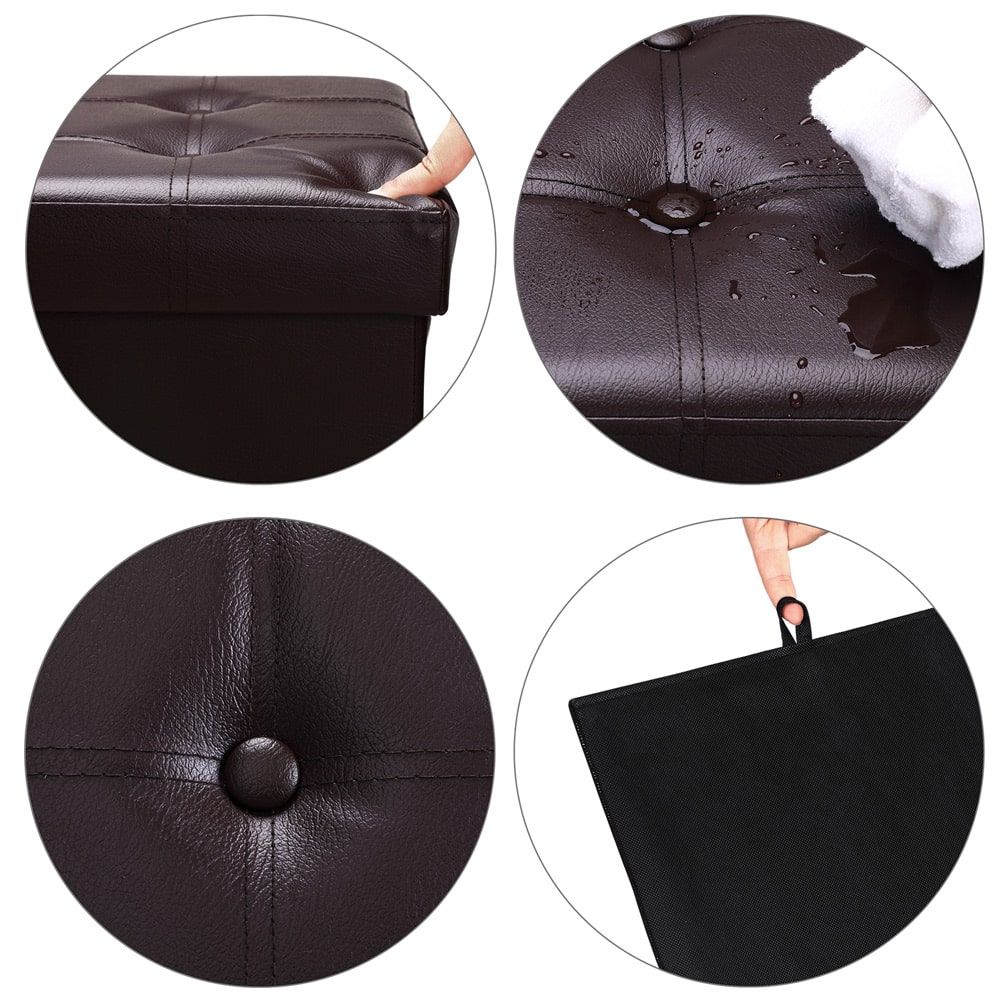 Puff/krakk med oppbevaringsplass 38x38x38 cm - brun