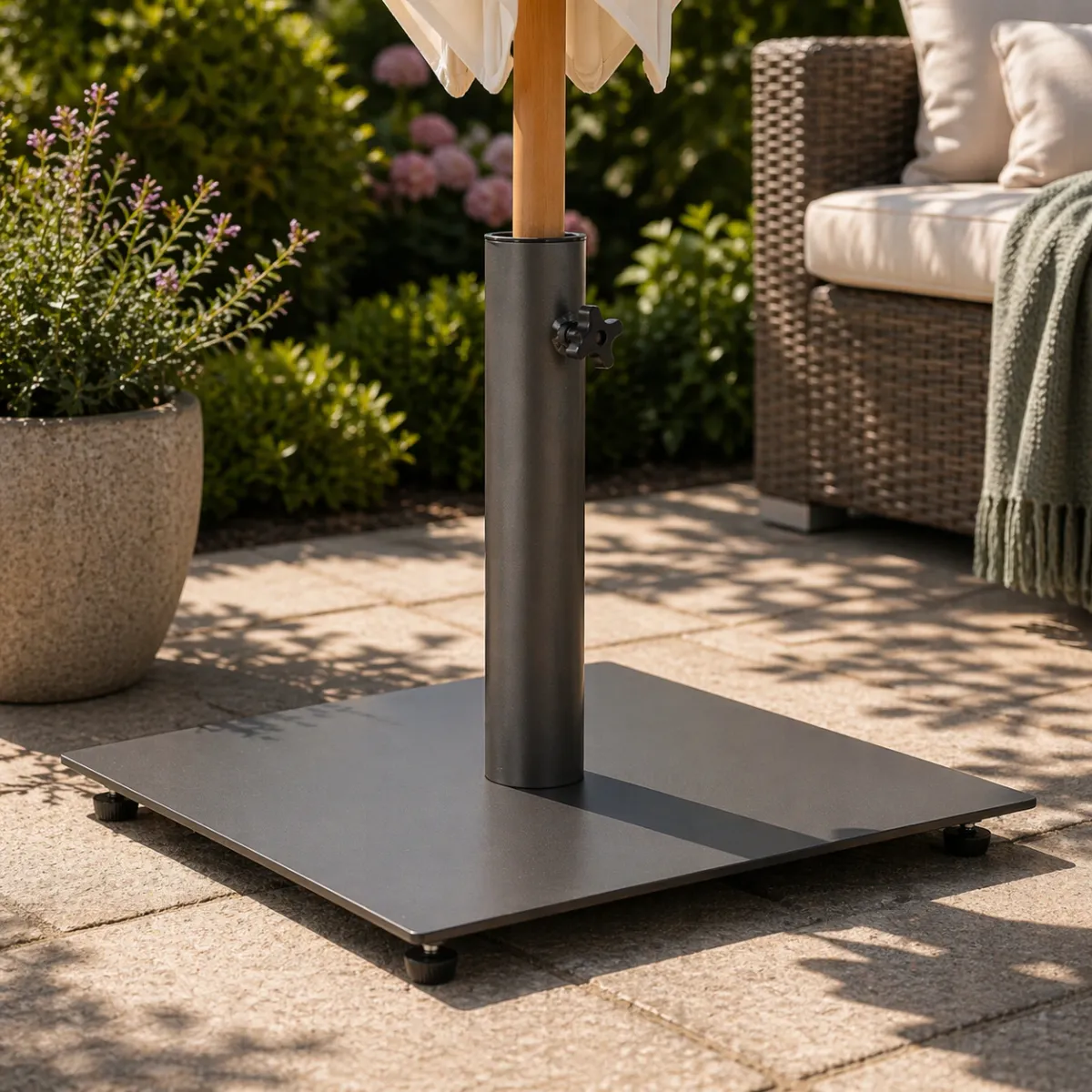 Parasollfot 40 × 40 cm - metallgrå