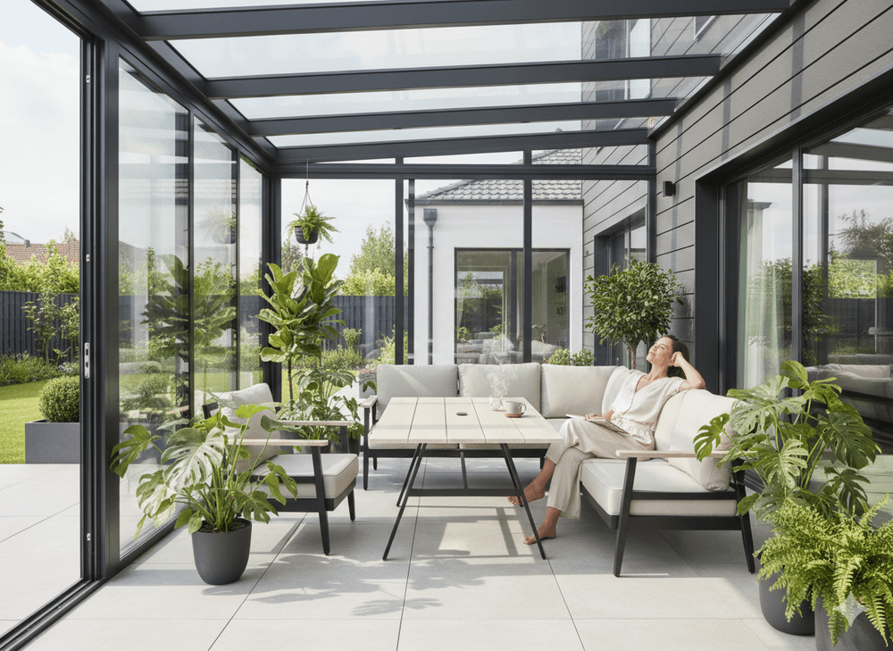 Aluminiums loungesett 5 deler med varmeoverføringstrykk – beige med puter