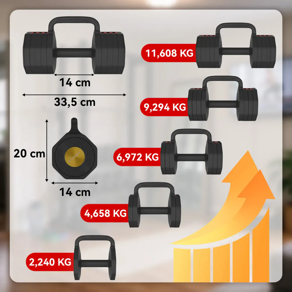 Justerbar manual og kettlebell med vektskiver
