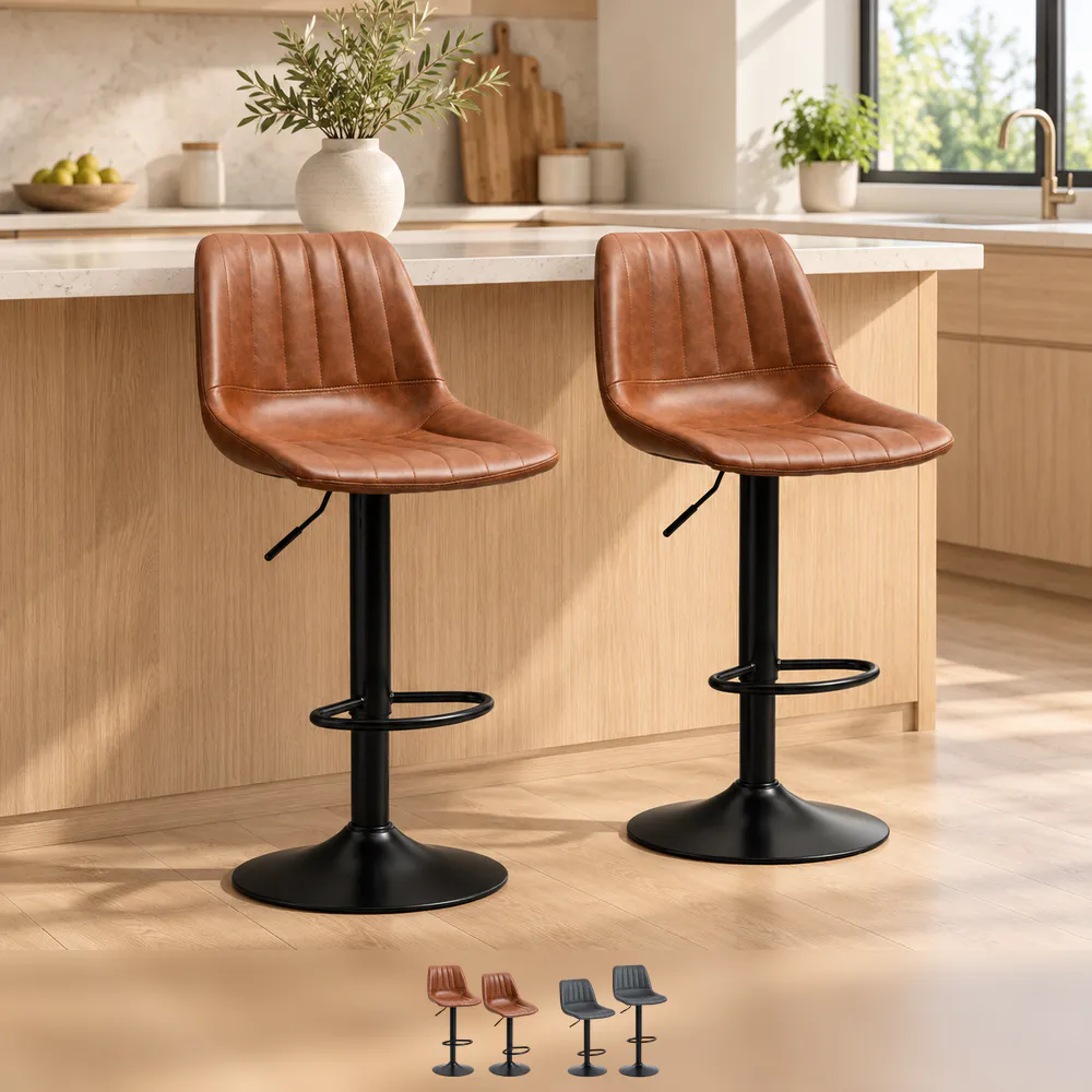 Barstoler i retrodesign – 2 stk., justerbar høyde