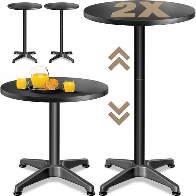 Hovedbilde Barbordsett 2 stk sort aluminium - Ø60 cm