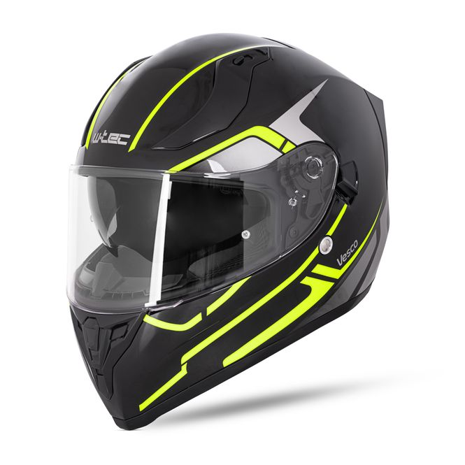 Hovedbilde Helhjelm W-TEC Vesco sportslig design - sort/gul