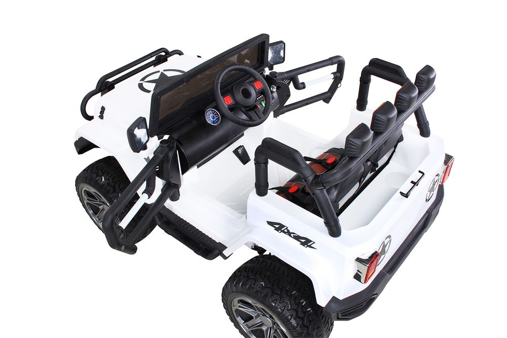 Barnebil Wrangler, 4x4 Jeep, 2-seter - hvit/sort