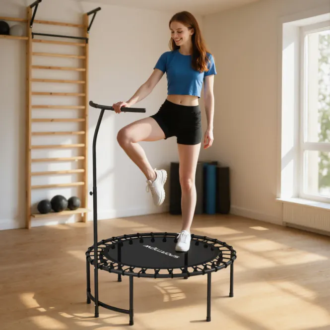 Hovedbilde Fitness-trampoline med justerbart håndtak – svart