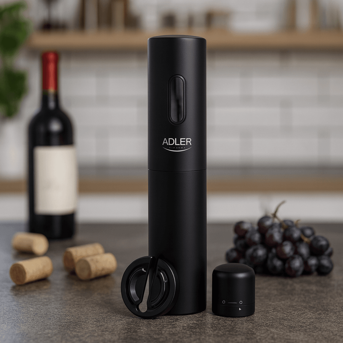 Elektrisk vinåpner sett - sort