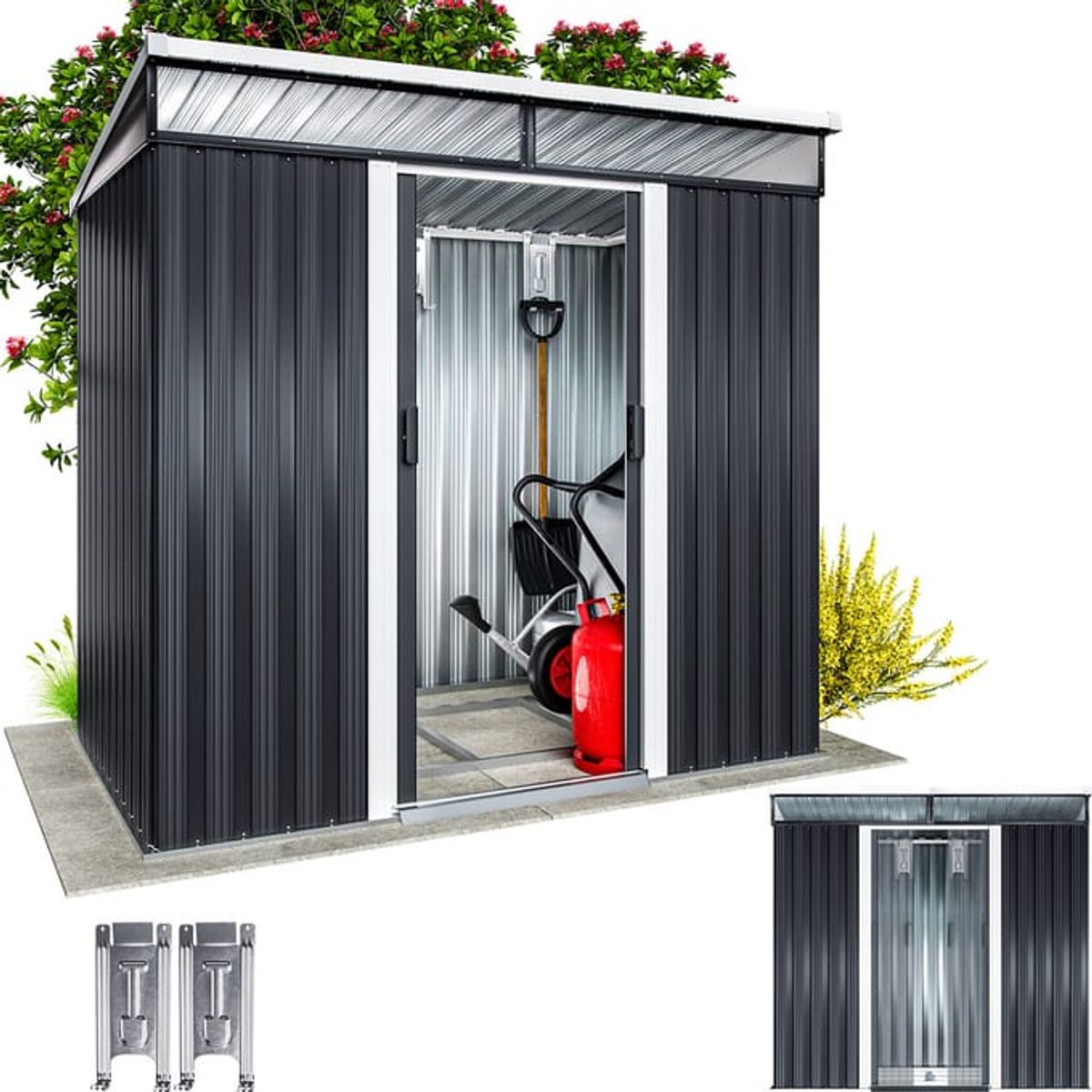 Metall redskapsbod 196x122 cm - antrasitt