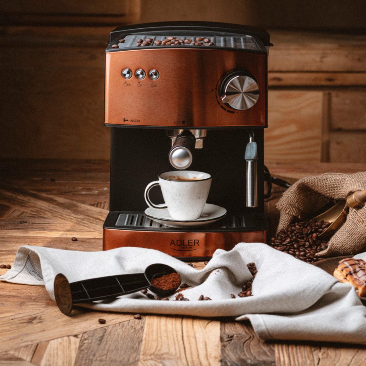 Espressomaskin Klassisk 15 bar - kobber