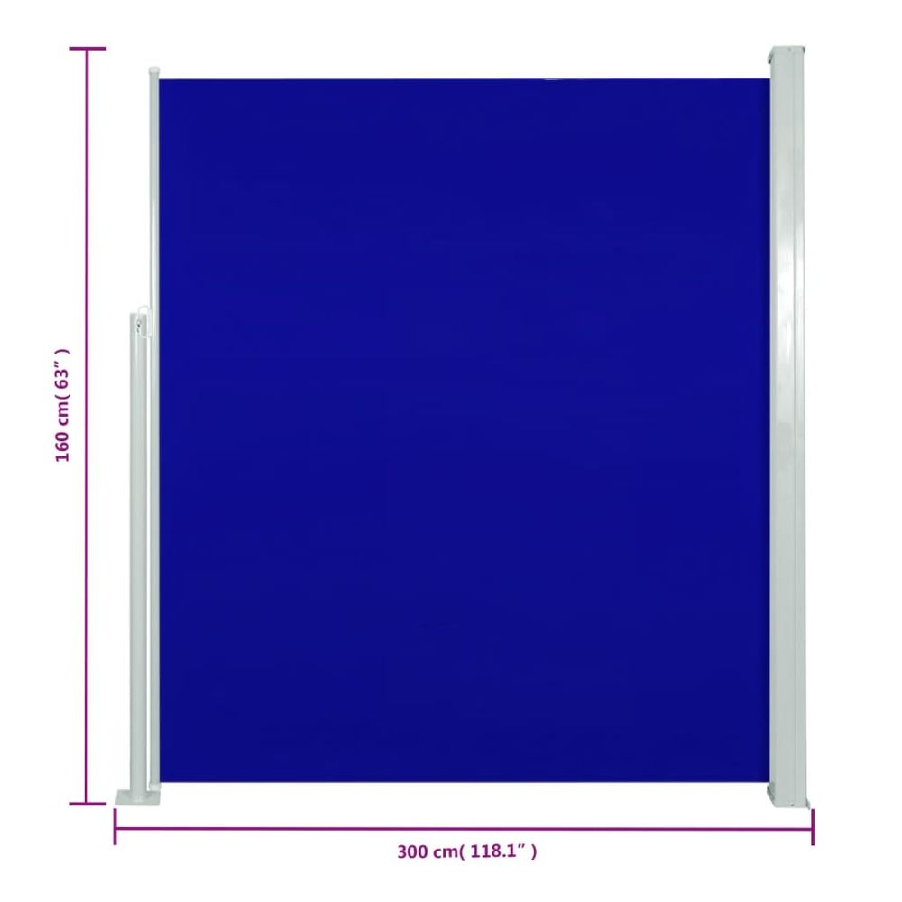 Uttrekkbar sidemarkise 160x300 cm - blå