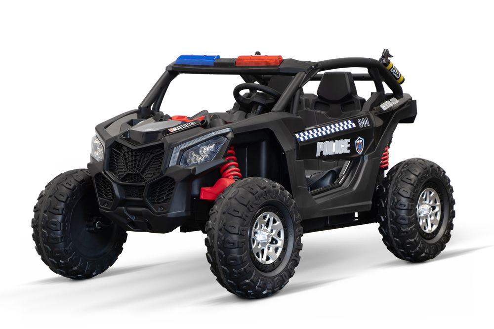 Politi UTV elbil barn 12V toseter med LED og RC
