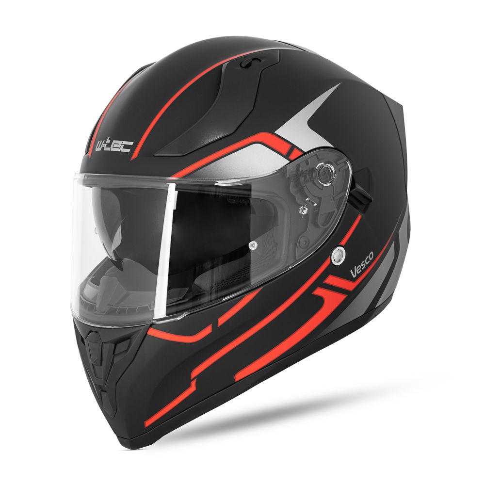 Helhjelm W-TEC Vesco sportslig design - sort/rød
