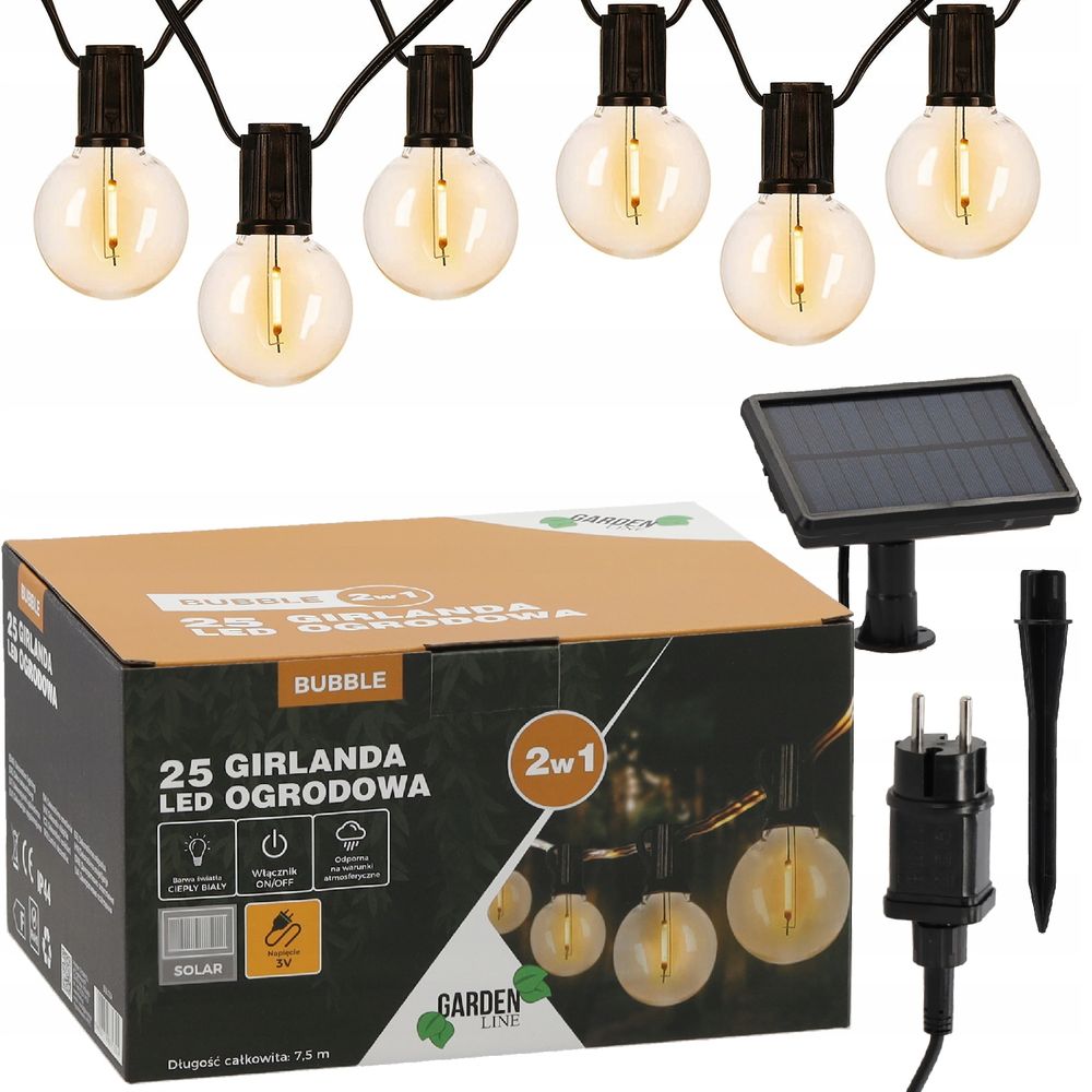 Solcelle lysslynge 7,5 m 25 LED - trådløs