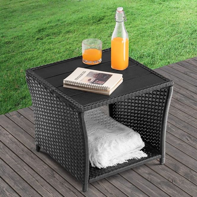 Hovedbilde Sidebord i polyrotting Vedis 45x45x40cm sort