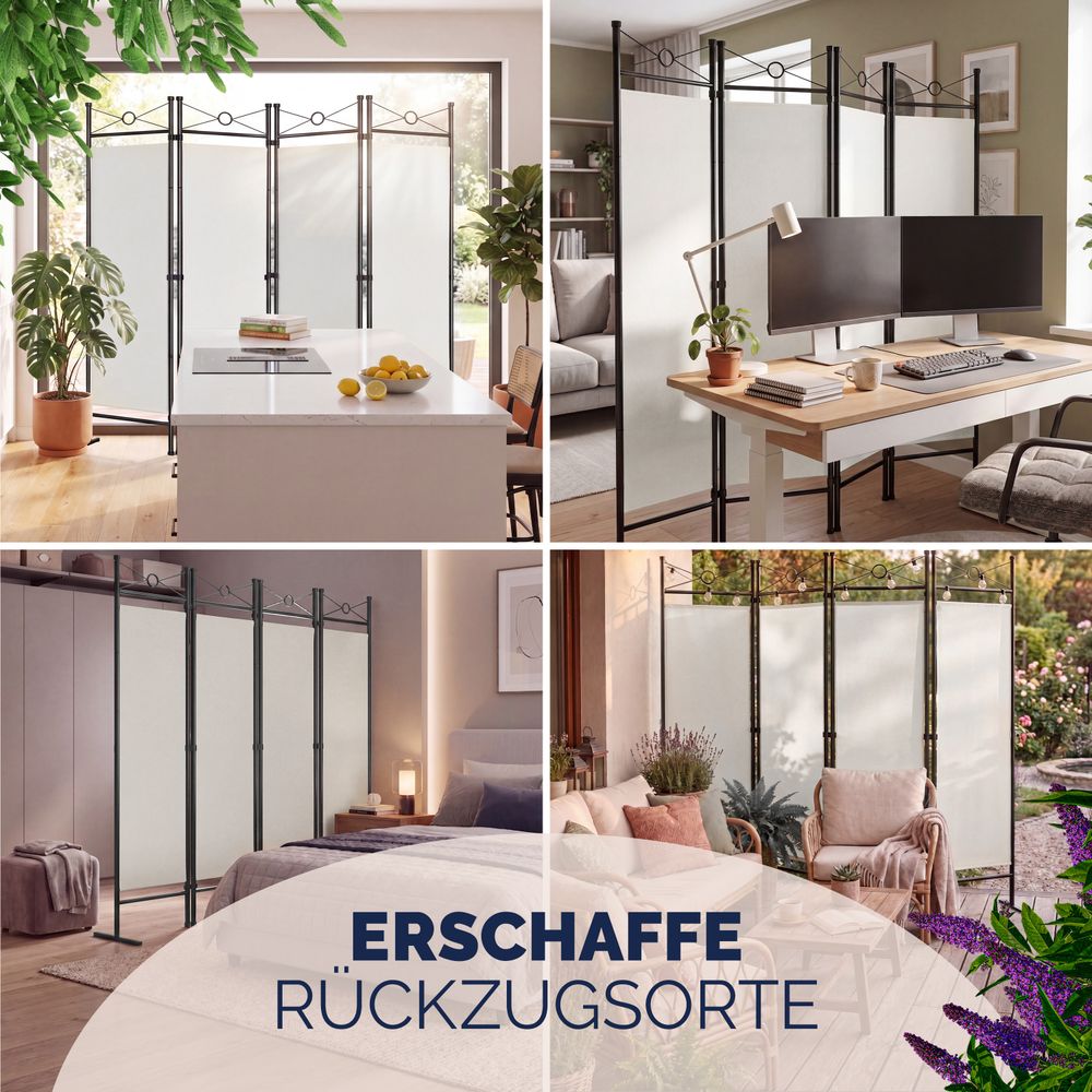Romdeler 4-delt 180×163 cm Lucca - hvit
