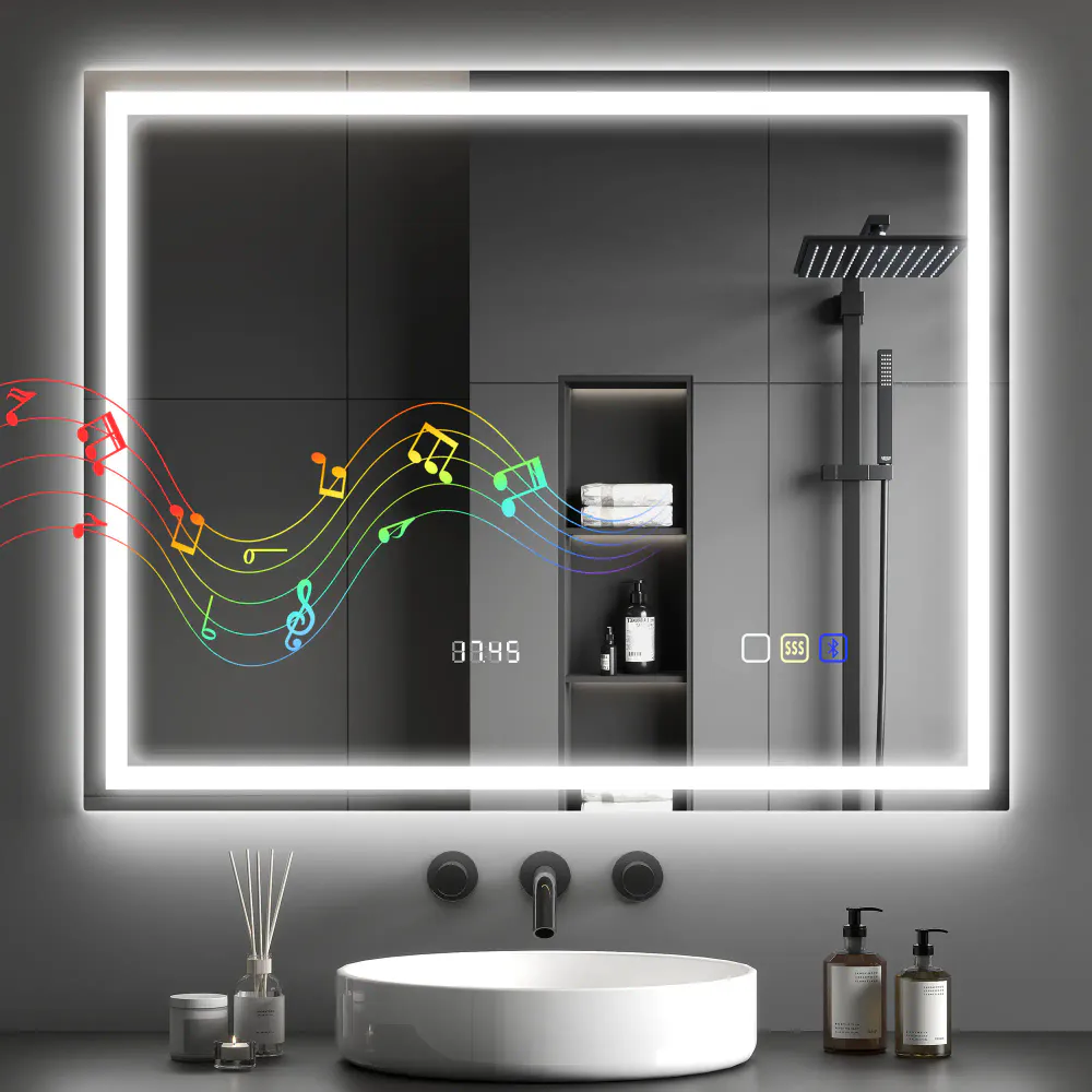Baderomsspeil med LED og Bluetooth - 100 × 80 cm