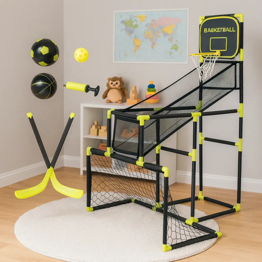 3-i-1 Spillsett barn – Basketball, Fotball og Hockey