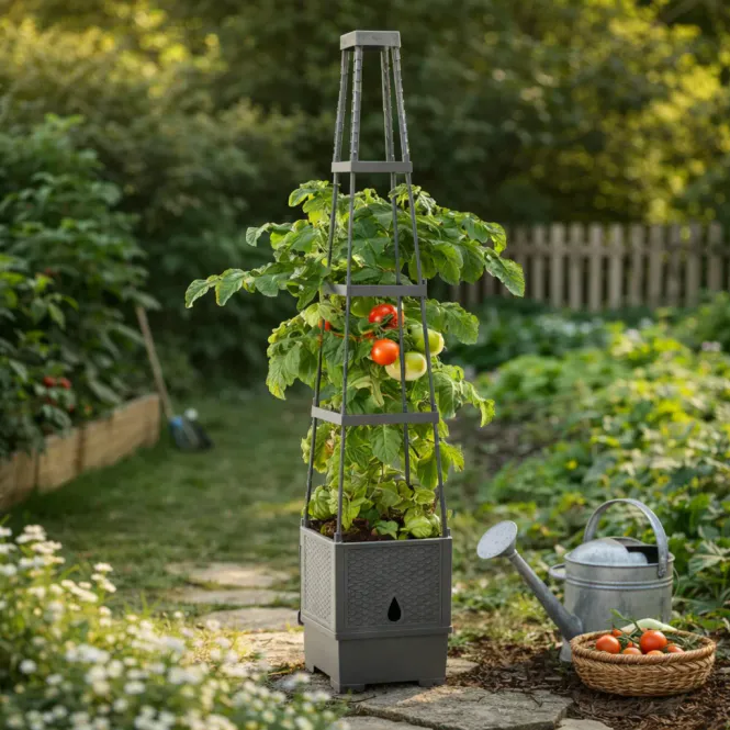 Hovedbilde Tomatpotte med plantestøtte – 26x26x126 cm